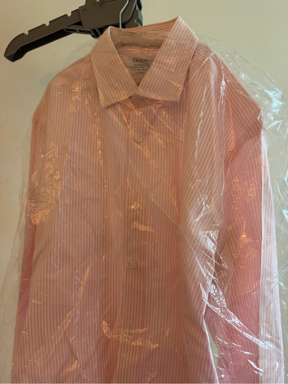 T.M.Lewin Pink and White Pinstripe Men's Dress Shirt
